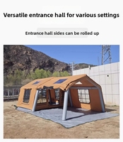 Tente de camping gonflable portable de luxe, personnalisée en usine, imperméable, en coton, quatre saisons, ouverture automatique rapide, deux chambres