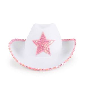 Wholesale Bulk Stock Western Style Sequin Shiny Cowgirl <b>Hats</b> Fedora Party <b>Hats</b> White <b>Wedding</b> Cowboy <b>Hats</b> - Product Image 4