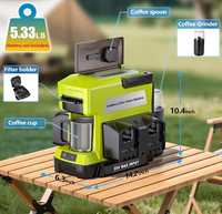 Cafetière sans fil QIYUN CM05 pour batterie Ryobi 18V, portable, à filtre, avec moulin à café électrique, plastique et métal, camping-car, camping