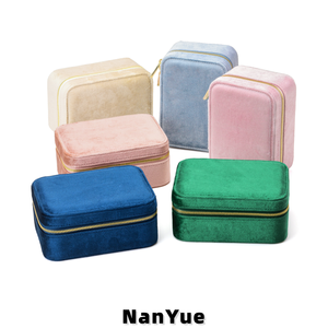 Caja de Joyería de Terciopelo de Lujo con Múltiples Compartimentos, Logotipo Personalizado, Cierre de Cremallera, Portátil, para Anillos, Collares, Pendientes, Pulseras, Caja de Almacenamiento de Joyas - Product Image 6