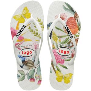 Chanclas Blancas para Mujer con Estampado de Mariposas y Flores Botánicas Coloridas, Tendencia de Moda, Suela Gruesa, Ecológicas, para Playa y Piscina en Verano - Product Image 2