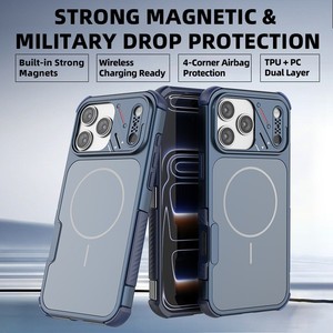 Business four corners anti shock magnetic charging armour mobile phone case for iPhone 17Air 16plus 15 gasbag 3 in 1 back <b>cover</b> - Product Image 2