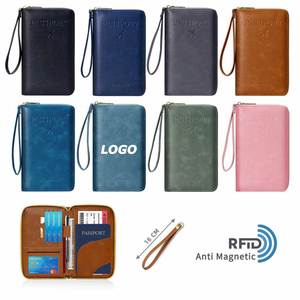 RFID Travel Passport Wallet Organizer with Zipper, Long Passport <b>Holder</b> for Tickets and <b>Documents</b> - Promotional Gift Idea - Product Image 1