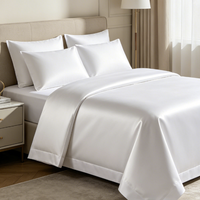 Parure de lit de luxe pour hôtel en coton égyptien 100% tissé - Drap-housse, drap plat, housse de couette, taie d'oreiller - Blanc écologique 300TC toutes saisons