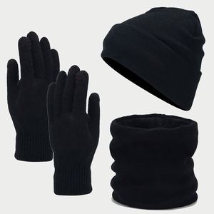 3Pcs Winter <b>Hat</b> Set Knit <b>Beanie</b> Touch Screen Gloves Long Scarf Xmas for Women Men Promotional Gift - Product Image 2