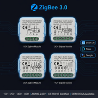 Module d'interrupteur intelligent Mvava 1/2/3/4 Gang ZigBee 3.0 Série complète 10A Disjoncteur DIY Tuya Smart Life Alexa Google CE ROHS OEM ODM