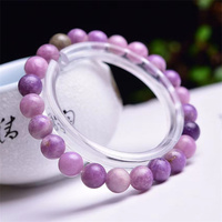 Nouveautés Bracelets élastiques en Lepidolite violette naturelle de 8 mm pour femmes en solde