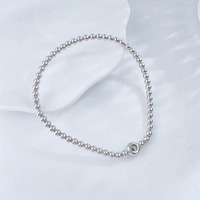 Bracelet pour femme en or blanc 18 carats avec diamant de laboratoire certifié IGI, taille brillant, minimaliste, solitaire, scintillant, à perles simples