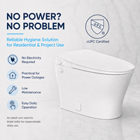 WC monobloc certifié CUPC avec réservoir intégré en céramique ADA, adapté aux personnes âgées, pour usage résidentiel et projets (fonctionne sans électricité)