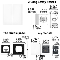 Interruptores y Enchufes de Pared WESA Ultrafinos con Botón Pulsador EU 1/2/3 Vías, Enchufe de Alimentación de 1 Vía, Combinación Libre, Diseño Moderno de Lujo