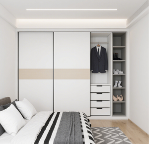Balom Upscale Modern <strong>Flat</strong> <strong>Pack</strong> Bedroom Furniture Durable Premium MDF Sliding Door <strong>Wardrobe</strong> with Wood Trim Home Furniture - Product Image 1