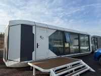 Fullking Maison Capsule Spatiale Design Moderne Verre Trempé Maison Mobile pour Zone Scénique Extérieure