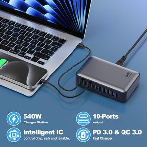 Vente dirigée en usine 540W Gan4 <span class=keywords><strong>chargeur</strong></span> rapide PD 3.0 Compatible 5A <span class=keywords><strong>5C</strong></span> prise murale Portable pour <span class=keywords><strong>iPhone</strong></span> <span class=keywords><strong>chargeur</strong></span> de bureau 10 ports pour - Product Image 5