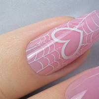 Uñas postizas al por mayor, color rosa, con punta francesa, largas, estilo ataúd, con diseño de corazón y telaraña, logotipo personalizado, reutilizables, para fiestas