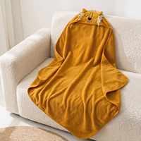 Serviette de plage pour enfants à capuche, carrée, couleur unie, en coton éponge tricoté et tissé, 90*90cm, 400GSM, écologique, personnalisée, directement du fabricant