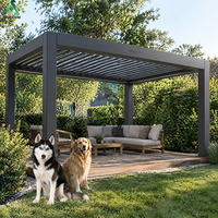 Pergola autoportante en aluminium ANCSEM avec lames orientables gris anthracite pour jardin, terrasse et protection solaire extérieure