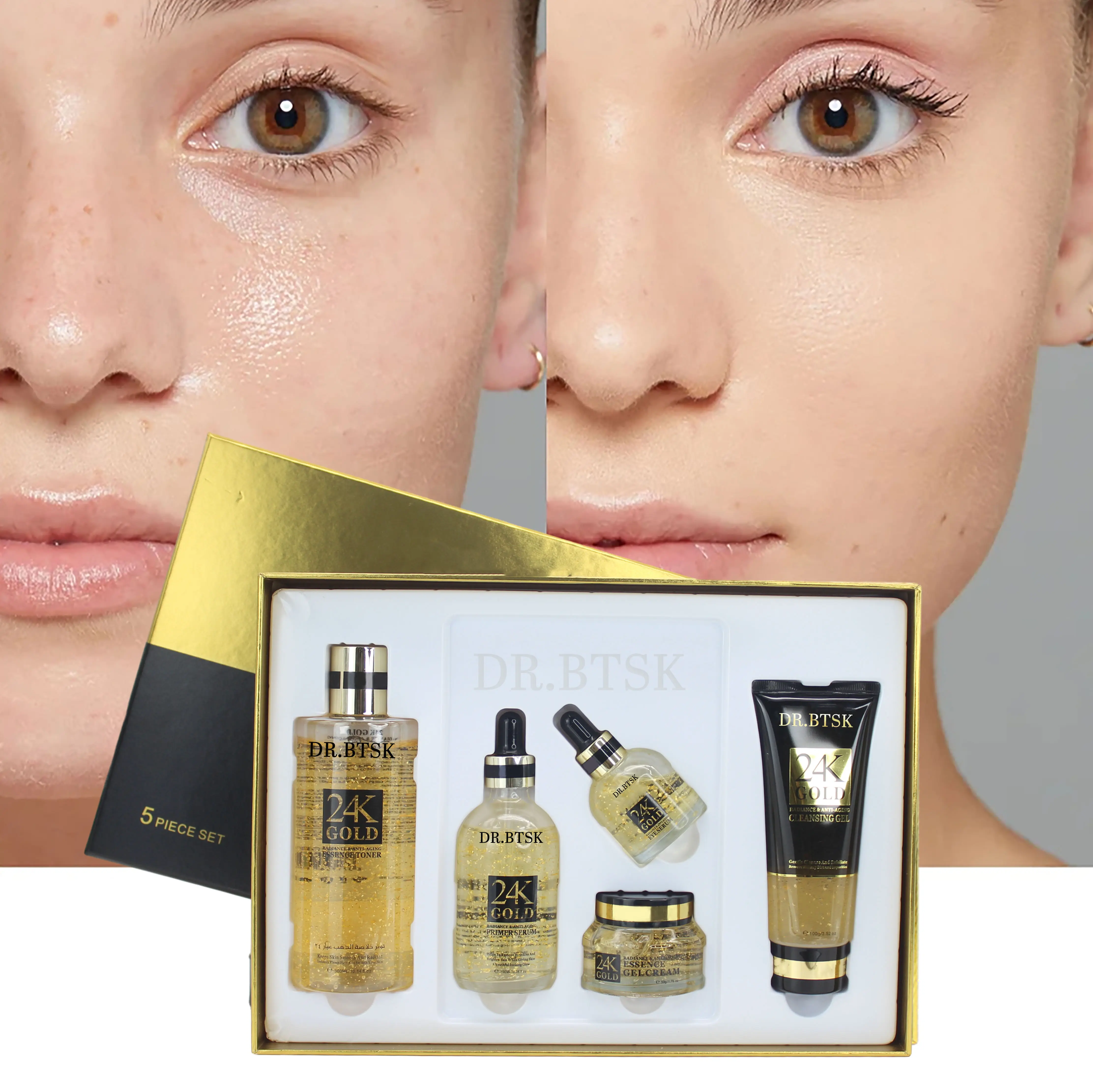 Verjüngung Akne White ning Spot Falten entfernung 24 Karat Gold Serum Gold Anti-Aging Hautpflege set