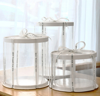 Boîte à gâteau de mariage ronde de 8 10 12 pouces en plastique transparent de luxe à bas tarif personnalisé pour gâteaux à plusieurs niveaux
