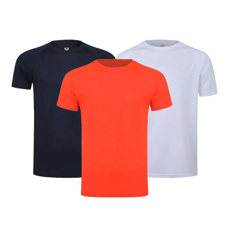 Promotional low price round neck pure color 100 polyester quick dry gym muscle tshirt tee