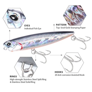 Señuelo de Superficie Tipo Lápiz SNEDA con Anzuelos Triples Únicos, 6.5cm 5.5g/8.5cm 10g, Señuelo Duro Realista para Pesca de Lubina en Agua Salada - Product Image 3