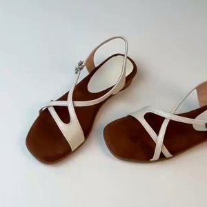 Sandales ouvertes rétro en cuir souple tressé, style romain élégant et décontracté pour femme, idéales pour l'extérieur et le quotidien - Product Image 4