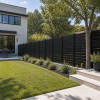 Panneaux de clôture modernes en aluminium noir à lattes horizontales, 6 pieds, 3D, résistants au vent, ventilés et robustes pour jardins et maisons