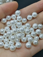 Usine En Gros Pur Blanc Rivière D'eau Douce Perle Shell Ronde Gemme Perle Charme Collier DIY Bijoux