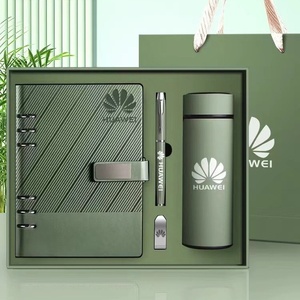 Juego de regalo personalizado USB de lujo promocional, tamaño naranja A5, cuaderno de hojas sueltas, botella de agua, diario personalizado, USB personalizado - Product Image 1