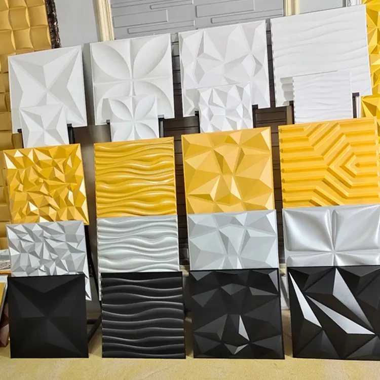 Di vendita caldo di arte Moderna 3D pannelli di parete decorativo di termoformatura plastica 3d pvc piastrelle carta da parati per la decorazione domestica