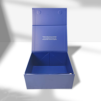 Boîte rigide pliable magnétique personnalisée en gros, bleue, avec estampage à chaud doré pour emballage cadeau d'articles pour animaux de compagnie