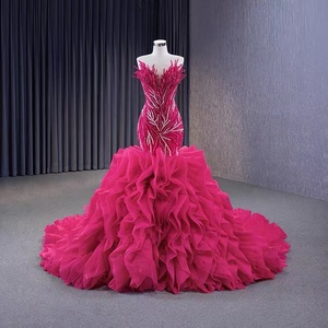 Nuovo arrivo abito da sposa rosso con perline abito da sposa di lusso abito da sposa rosso personalizzato colore rosso - Product Image 3
