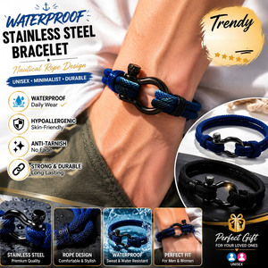 Toptan Unisex Örgülü Paslanmaz Çelik Bileklik, At Nalı Tokalı Dokuma Bilezik - Product Image 1