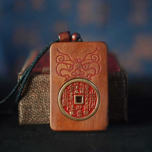 Handmade Lightning Struck Jujube <strong>Wood</strong> Plaque <strong>Inlaid</strong> Decorative Coins and Floral Patterns Wooden Craft Gift - Product Image 5