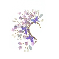 Manchette d'oreille papillon en résine de verre violet, faite à la main, style elfe, bijou de fête fantastique pour femme, délicate et polyvalente