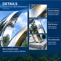 Sculpture en acier inoxydable BSA poli miroir, anneaux entrelacés, 304/316, statue abstraite en métal circulaire, art paysager pour hôtels et places publiques