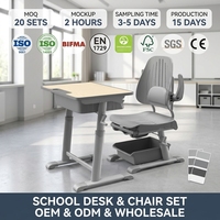 Ensemble de mobilier scolaire OEM : Chaise et table pliantes inclinables, table de sieste réglable en hauteur, plateau en MDF 18 mm, structure métallique