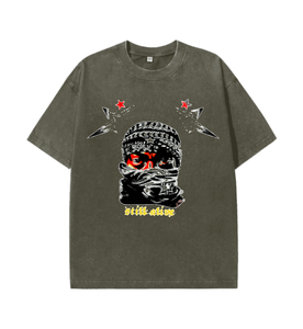 เสื้อยืดสตรีทแวร์พิมพ์ลายหน้ากากโอเวอร์ไซส์สไตล์วินเทจย้อนยุค สินค้าจากอเมริกา ขายส่ง Y2K เสื้อยืดฮิปฮอปผู้ชายลำลอง - Product Image 4