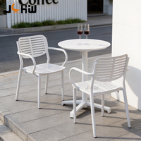Table et fauteuil de patio en aluminium, ensemble de table et chaises de jardin simples, modernes et décontractées pour restaurant, café