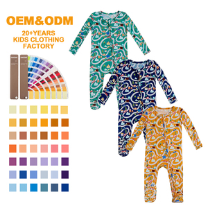 Pijama de Bambú Orgánico para Bebé, Mono con Cierre, <span class=keywords><strong>Ropa</strong></span> Ecológica para Bebé, Pijama con Cierre Bidireccional para Recién Nacido - Product Image 1