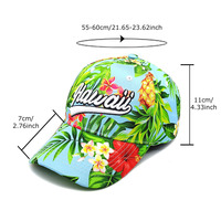 Porto Rico 6 Panneaux Adulte Île Tropicale Vacances Vacances Hawaii Broderie Logo Imprimé Baseball Chapeaux