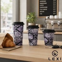 Mug de voyage réutilisable en porcelaine avec couvercle en silicone, manchon antidérapant côtelé, compatible micro-ondes et lave-vaisselle, logo personnalisé coloré pour café/bureau