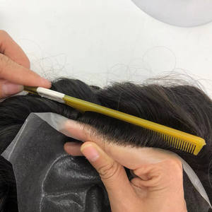 Bán buôn siêu siêu mỏng da PU Poly vô hình Remy tóc mảnh toupee cho nam giới thay thế hệ thống - Product Image 5