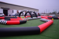 Piste de course gonflable pour karting en plein air de 30x15m, piste de course pliable pour 5 à 10 passagers, en vente