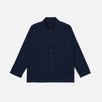 Veste de travail pour homme Squirorkop, style rétro vintage, à chevrons, boutonnée, délavée, classique, avec poche asymétrique