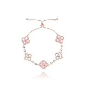 Exquisita <span class=keywords><strong>Pulsera</strong></span> de Piedras Naturales con Incrustaciones Brillantes de Concha en Forma de Trébol de Cuatro Hojas para Mujer - Product Image 5