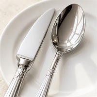 Ensemble de couverts en acier inoxydable 304, manche cannelé, poli miroir, compatible lave-vaisselle, réutilisable, facile à nettoyer, pour mariage, banquet, hôtel