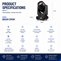 Projecteur Beam 295W 14R à tête mobile, double prisme, Sharpy Light Spot DMX, Cabeza Movil, Lumières DJ Club, Lumilites, Équipement d'éclairage de scène