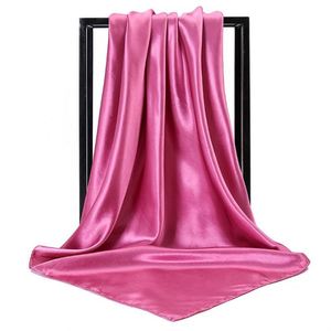 Custom Bulk Printed Hair Wrap 90 Cm*90 Cm Professional Solid Colors Black Colored Fashion Silk Satin Scarf - Product Image 3