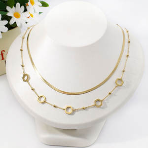 قلادات نسائية فريدة مطلية بالذهب عيار 18 قيراط بطبقتين مستطيلة على شكل قلب قلادة ضيقة بطبقات رقيقة مملوءة بالذهب - Product Image 4