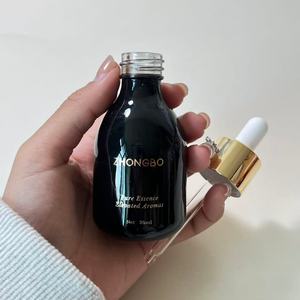 Offre Spéciale – Flacons compte-gouttes personnalisés en verre noir mat de 30 ml avec bouchons transparents pour huiles essentielles, idéaux pour les soins de la peau et des cheveux - Product Image 3